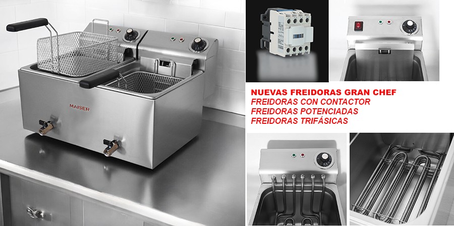 freidoras gran chef con contactor potenciadas y trif&aacute;sicas